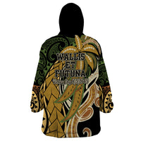 Wallis and Futuna Victory Day Wearable Blanket Hoodie Since 1945 with Polynesian Platinum Floral Tribal LT9 - Polynesian Pride