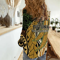 Wallis and Futuna Victory Day Women Casual Shirt Since 1945 with Polynesian Platinum Floral Tribal LT9 - Polynesian Pride