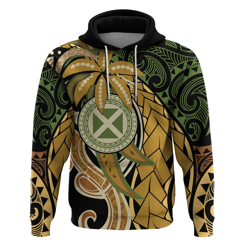 Wallis and Futuna Victory Day Zip Hoodie Since 1945 with Polynesian Platinum Floral Tribal LT9 Pullover Hoodie Red - Polynesian Pride