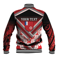 Personalised Wallis et Futuna Baseball Jacket Hibiscus and Polynesian Tribal Tattoos LT9 - Polynesian Pride