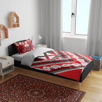 Personalised Wallis et Futuna Bedding Set Hibiscus and Polynesian Tribal Tattoos