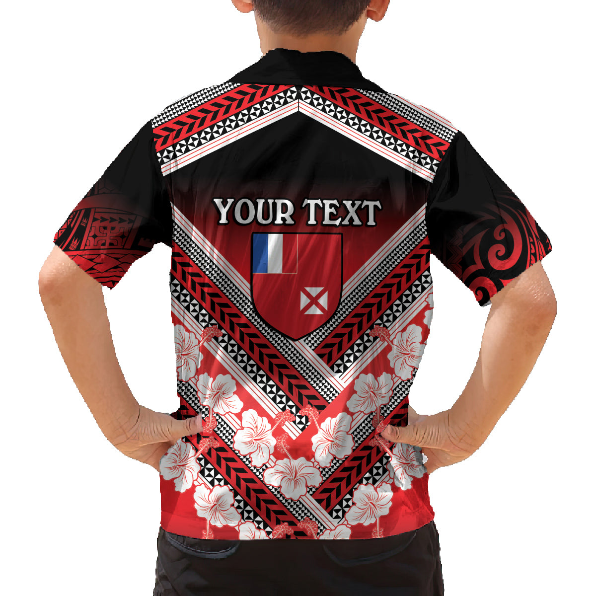 Personalised Wallis et Futuna Family Matching Off Shoulder Maxi Dress and Hawaiian Shirt Hibiscus and Polynesian Tribal Tattoos LT9 - Polynesian Pride