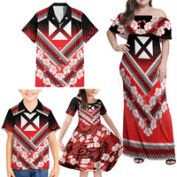 Personalised Wallis et Futuna Family Matching Off Shoulder Maxi Dress and Hawaiian Shirt Hibiscus and Polynesian Tribal Tattoos LT9 - Polynesian Pride