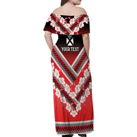 Personalised Wallis et Futuna Family Matching Off Shoulder Maxi Dress and Hawaiian Shirt Hibiscus and Polynesian Tribal Tattoos LT9 - Polynesian Pride