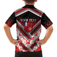Personalised Wallis et Futuna Family Matching Off Shoulder Short Dress and Hawaiian Shirt Hibiscus and Polynesian Tribal Tattoos LT9 - Polynesian Pride