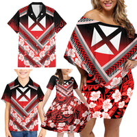 Personalised Wallis et Futuna Family Matching Off Shoulder Short Dress and Hawaiian Shirt Hibiscus and Polynesian Tribal Tattoos LT9 - Polynesian Pride