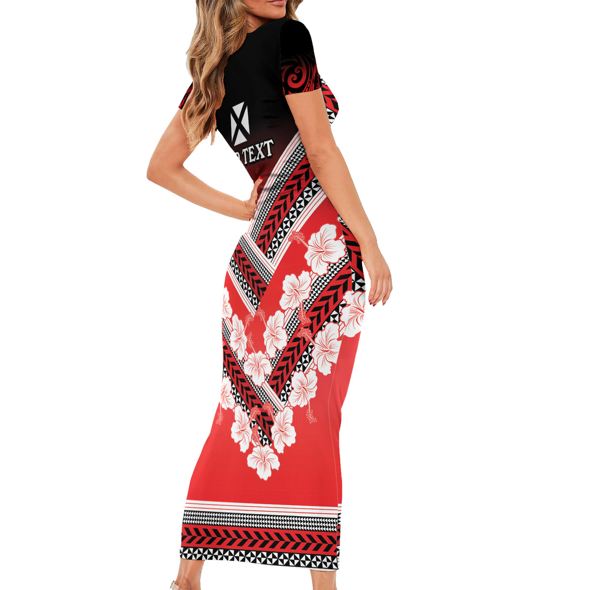 Personalised Wallis et Futuna Family Matching Short Sleeve Bodycon Dress and Hawaiian Shirt Hibiscus and Polynesian Tribal Tattoos LT9 - Polynesian Pride