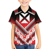 Personalised Wallis et Futuna Family Matching Summer Maxi Dress and Hawaiian Shirt Hibiscus and Polynesian Tribal Tattoos LT9 Son's Shirt Red - Polynesian Pride