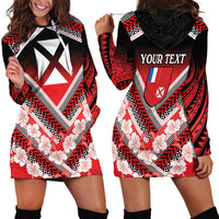 Personalised Wallis et Futuna Hoodie Dress Hibiscus and Polynesian Tribal Tattoos LT9 - Polynesian Pride