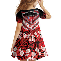 Personalised Wallis et Futuna Kid Short Sleeve Dress Hibiscus and Polynesian Tribal Tattoos LT9 - Polynesian Pride