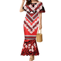 Personalised Wallis et Futuna Mermaid Dress Hibiscus and Polynesian Tribal Tattoos LT9 Women Red - Polynesian Pride
