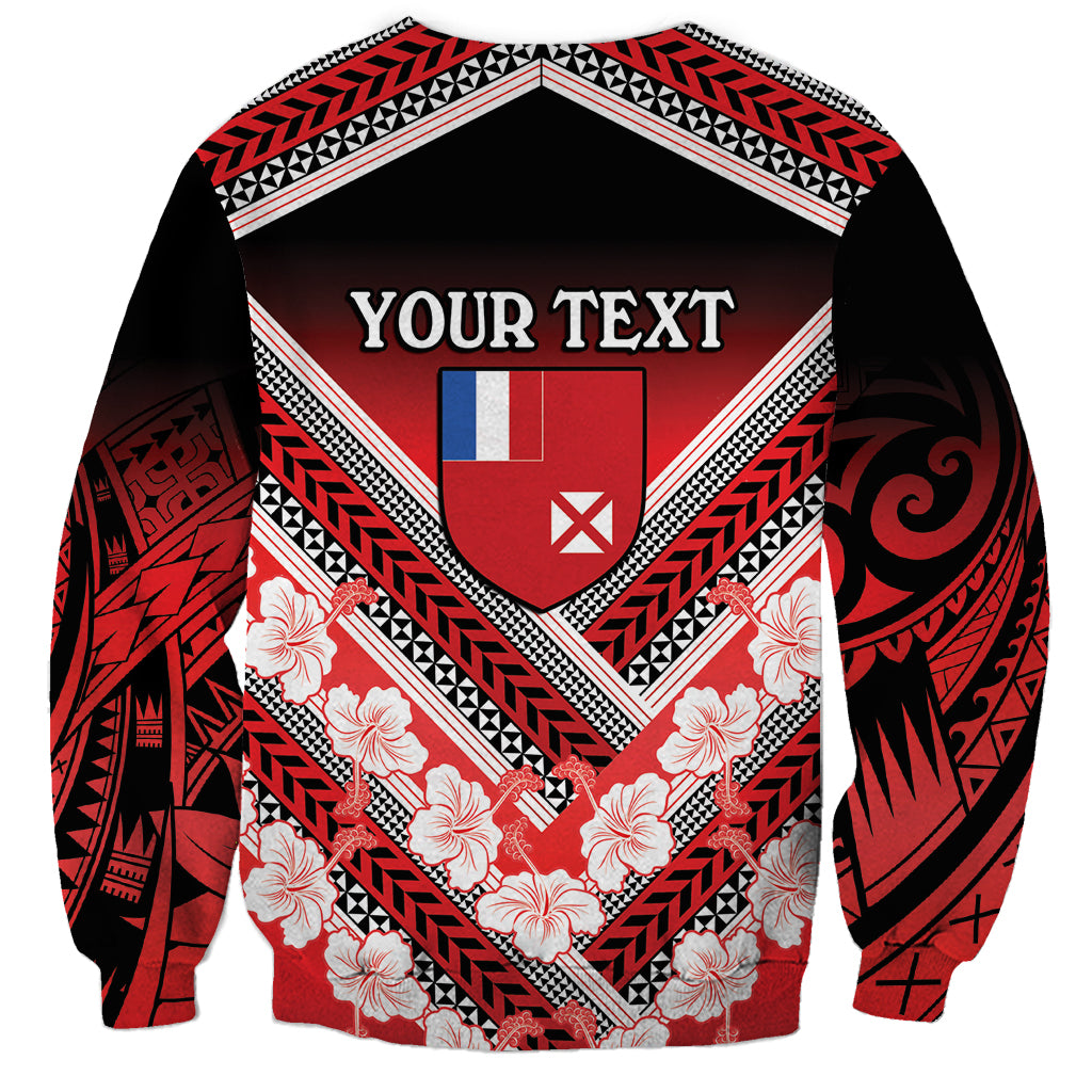 Personalised Wallis et Futuna Sweatshirt Hibiscus and Polynesian Tribal Tattoos