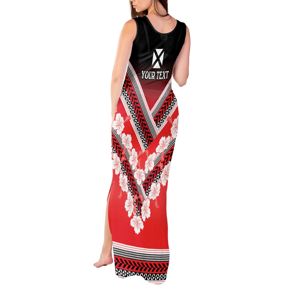 Personalised Wallis et Futuna Tank Maxi Dress Hibiscus and Polynesian Tribal Tattoos LT9 - Polynesian Pride