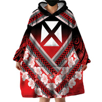 Personalised Wallis et Futuna Wearable Blanket Hoodie Hibiscus and Polynesian Tribal Tattoos LT9 - Polynesian Pride