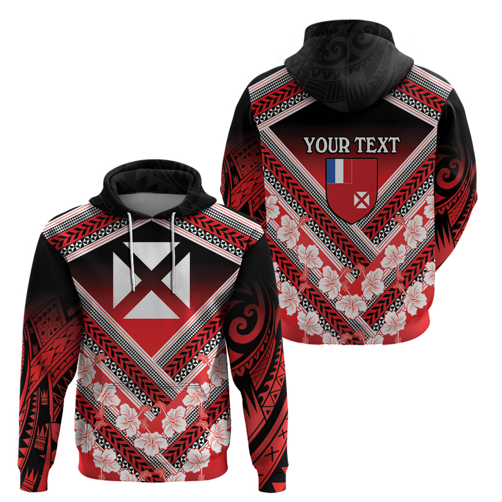 Personalised Wallis et Futuna Zip Hoodie Hibiscus and Polynesian Tribal Tattoos