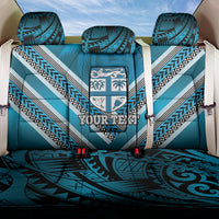 Custom Fiji Rugby Back Car Seat Cover Fijian Warrior With Polynesian Tribal Tattoos LT9 One Size Blue - Polynesian Pride