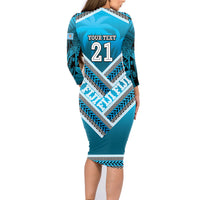 Custom Fiji Rugby Family Matching Long Sleeve Bodycon Dress and Hawaiian Shirt Fijian Warrior With Polynesian Tribal Tattoos LT9 - Polynesian Pride