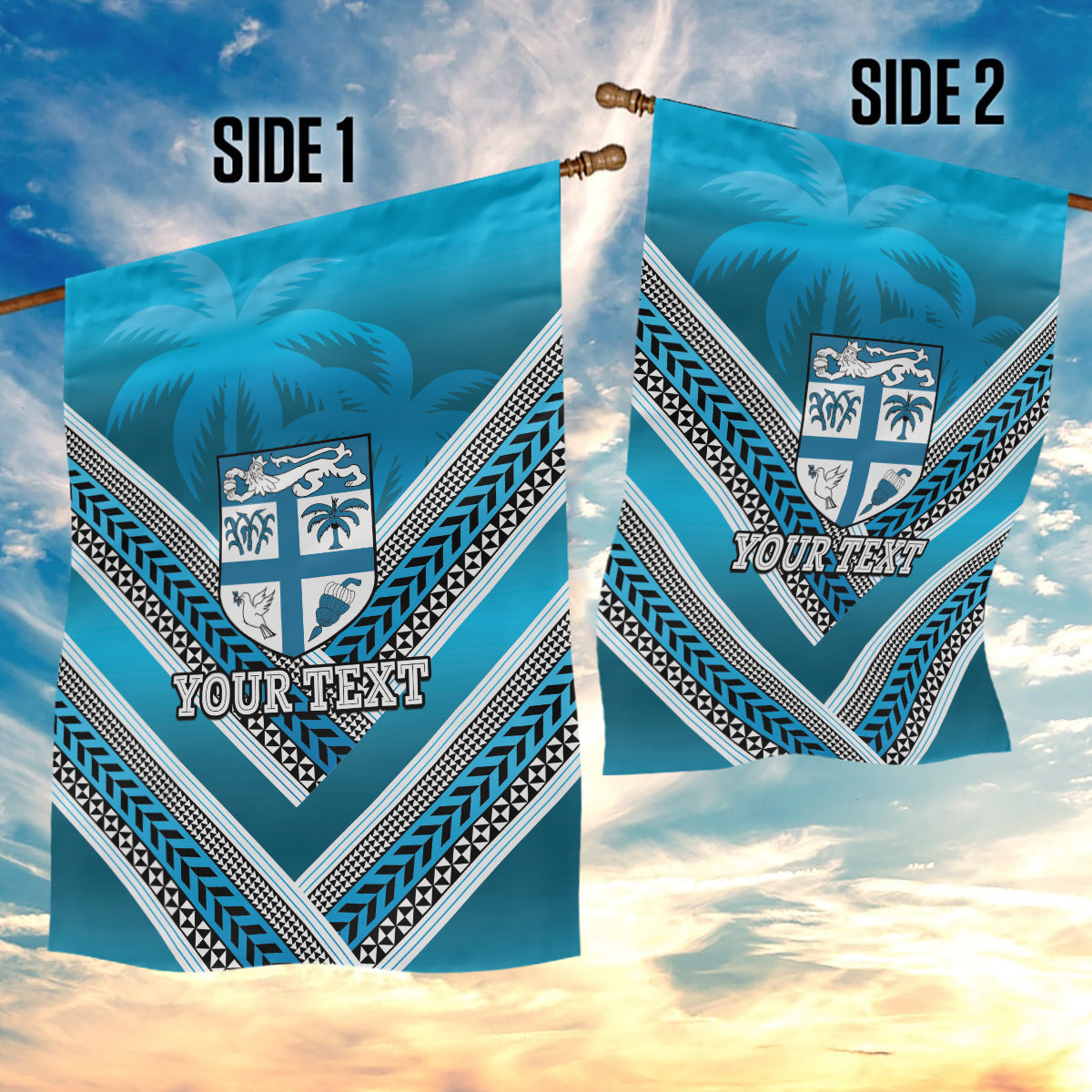 Custom Fiji Rugby Garden Flag Fijian Warrior With Polynesian Tribal Tattoos LT9 - Polynesian Pride