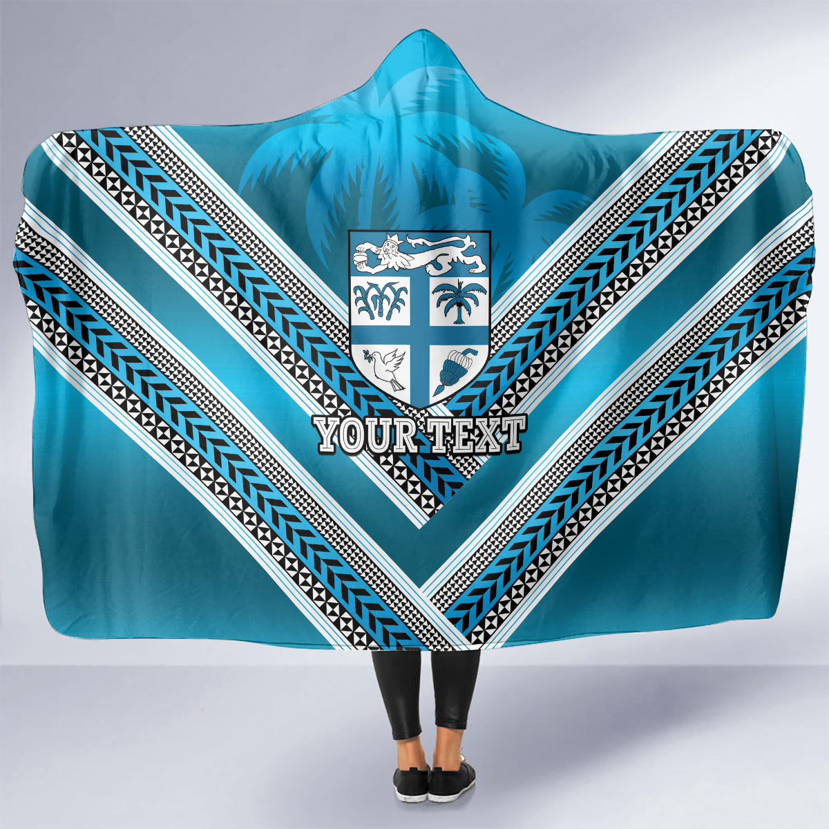 Custom Fiji Rugby Hooded Blanket Fijian Warrior With Polynesian Tribal Tattoos LT9 - Polynesian Pride