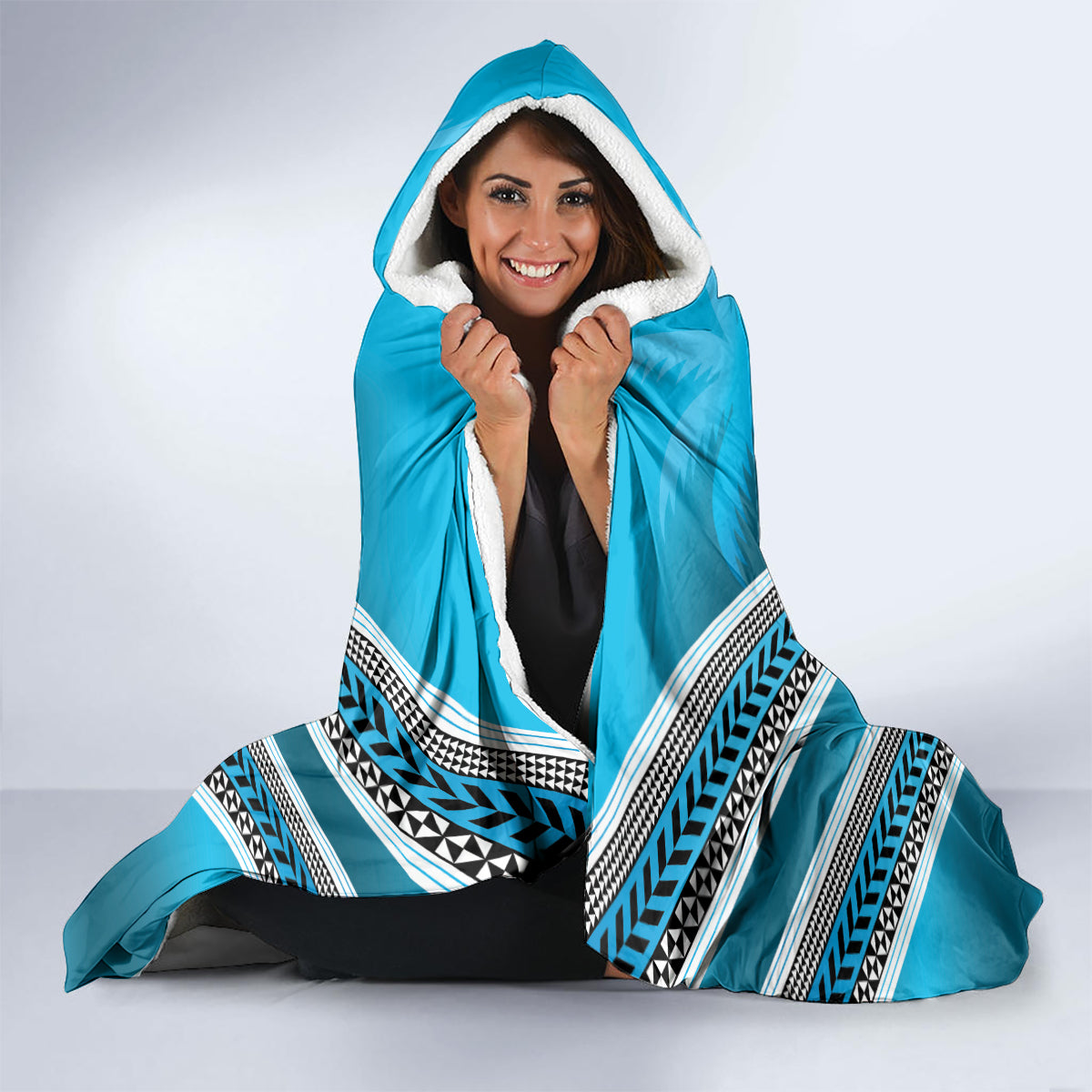 Custom Fiji Rugby Hooded Blanket Fijian Warrior With Polynesian Tribal Tattoos LT9 - Polynesian Pride