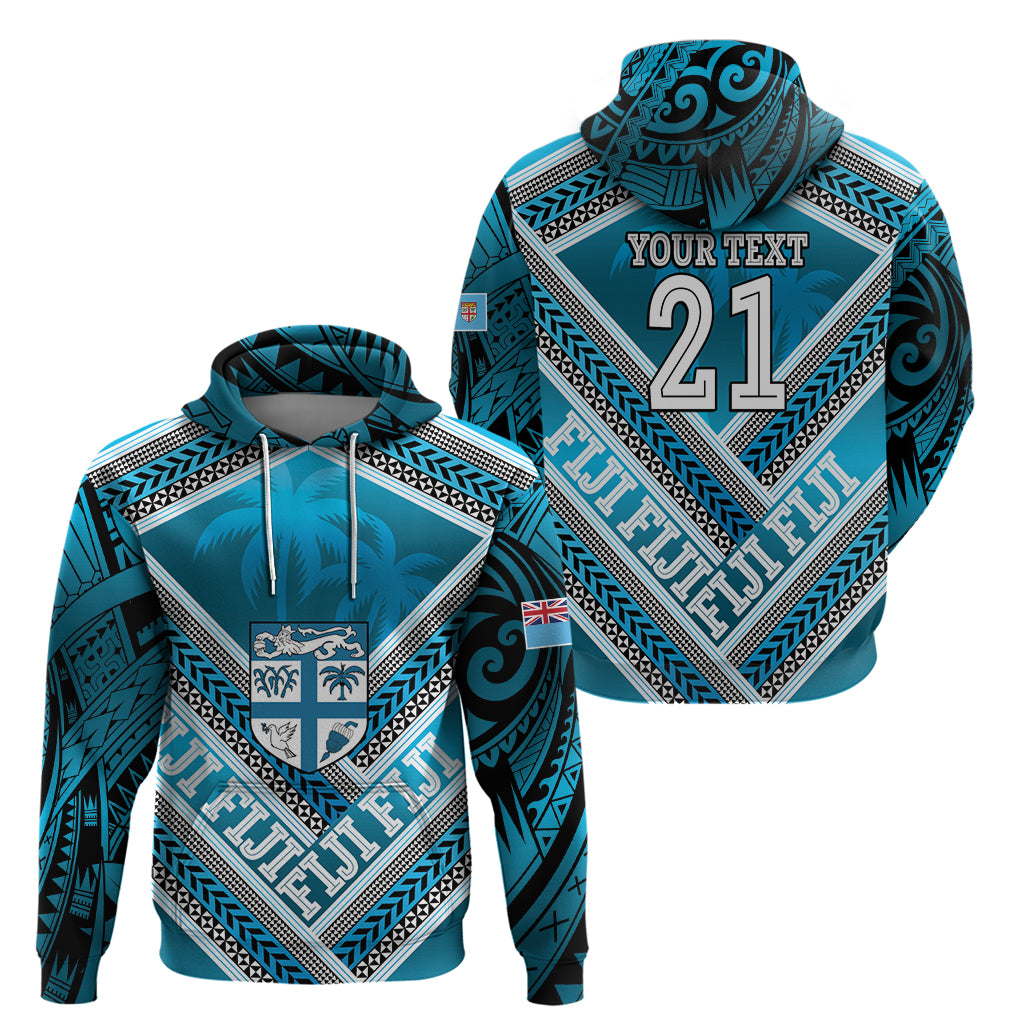 Custom Fiji Rugby Hoodie Fijian Warrior With Polynesian Tribal Tattoos LT9 - Polynesian Pride