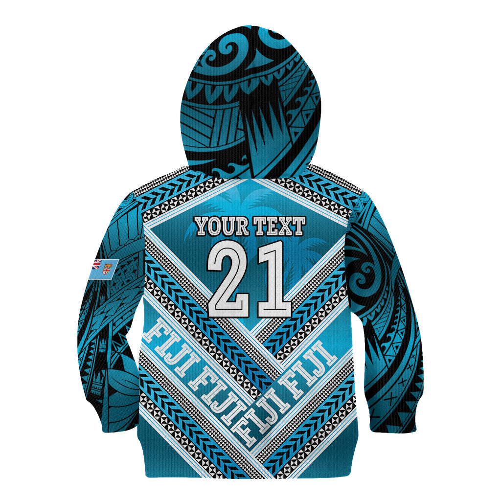Custom Fiji Rugby Kid Hoodie Fijian Warrior With Polynesian Tribal Tattoos LT9 - Polynesian Pride