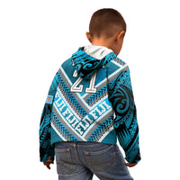 Custom Fiji Rugby Kid Hoodie Fijian Warrior With Polynesian Tribal Tattoos LT9 - Polynesian Pride