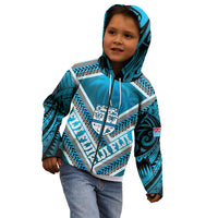 Custom Fiji Rugby Kid Hoodie Fijian Warrior With Polynesian Tribal Tattoos LT9 - Polynesian Pride