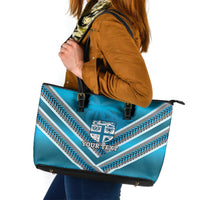Custom Fiji Rugby Leather Tote Bag Fijian Warrior With Polynesian Tribal Tattoos LT9 Blue - Polynesian Pride