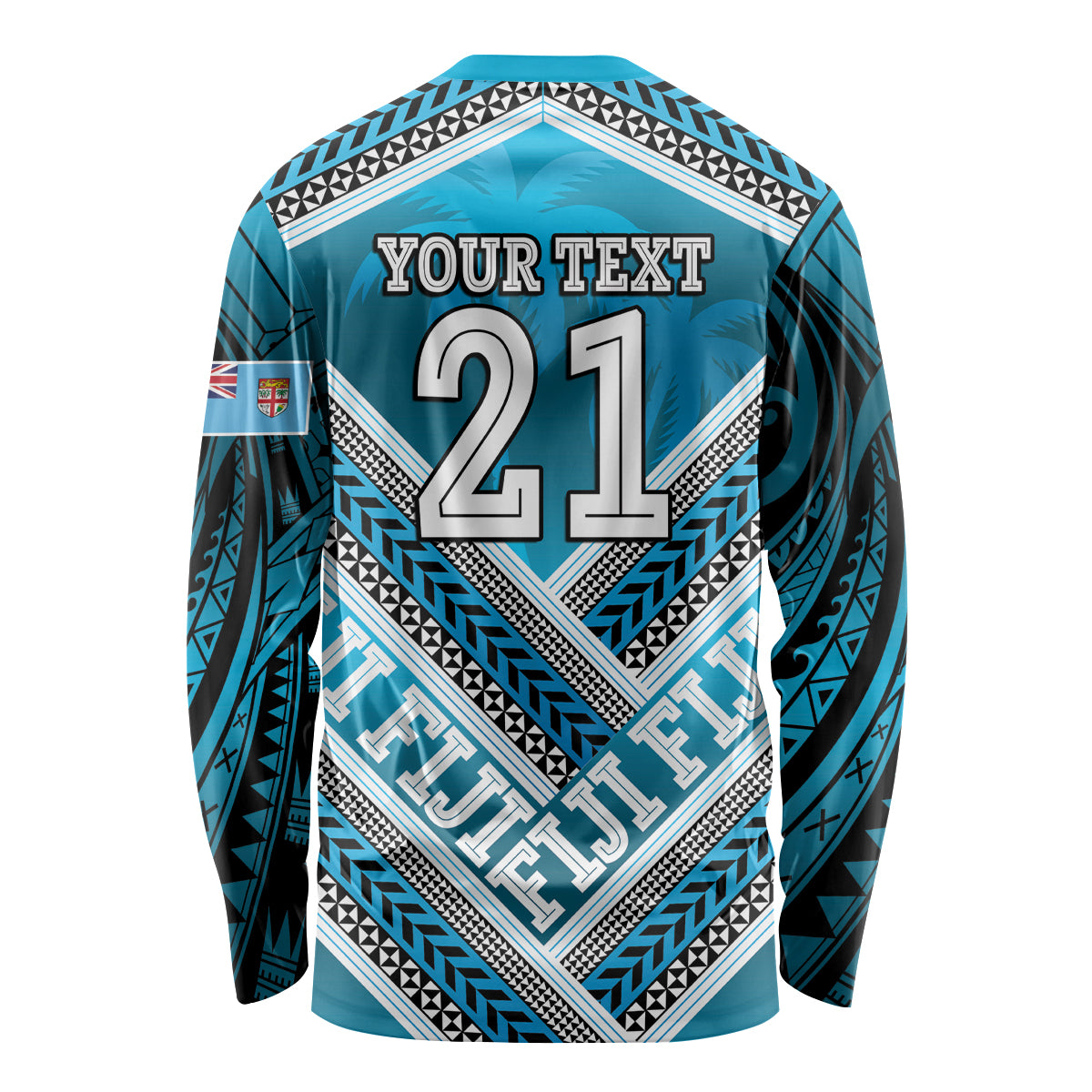 Custom Fiji Rugby Long Sleeve Shirt Fijian Warrior With Polynesian Tribal Tattoos LT9 - Polynesian Pride
