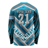 Custom Fiji Rugby Long Sleeve Shirt Fijian Warrior With Polynesian Tribal Tattoos LT9 - Polynesian Pride