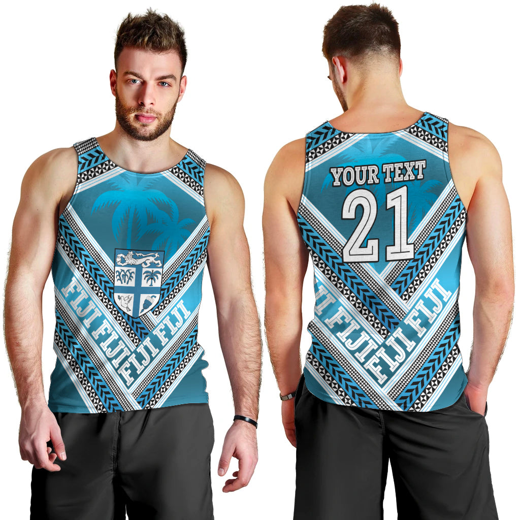 Custom Fiji Rugby Men Tank Top Fijian Warrior With Polynesian Tribal Tattoos LT9 - Polynesian Pride