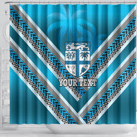 Custom Fiji Rugby Shower Curtain Fijian Warrior With Polynesian Tribal Tattoos LT9 - Polynesian Pride