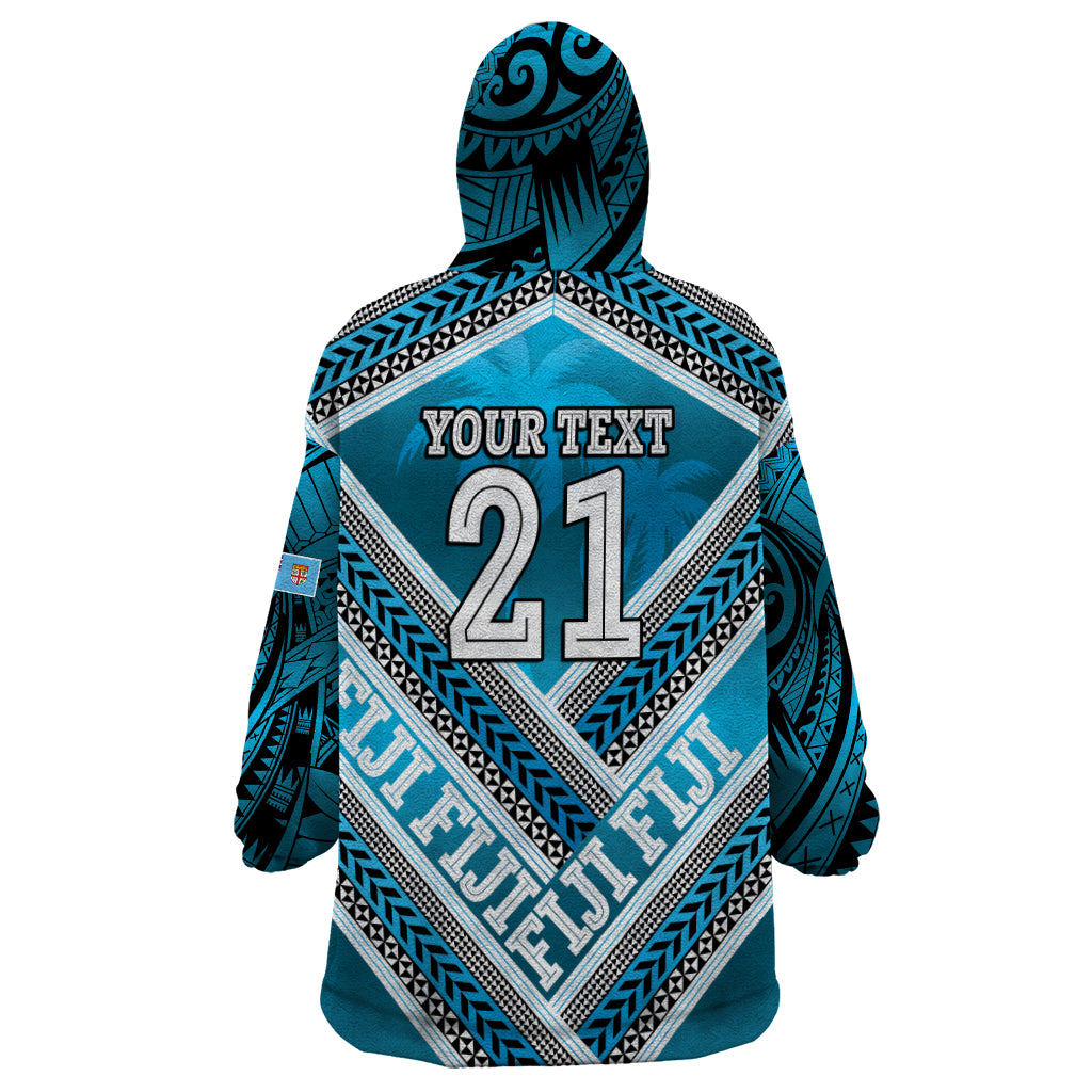 Custom Fiji Rugby Wearable Blanket Hoodie Fijian Warrior With Polynesian Tribal Tattoos LT9 - Polynesian Pride