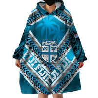 Custom Fiji Rugby Wearable Blanket Hoodie Fijian Warrior With Polynesian Tribal Tattoos LT9 - Polynesian Pride
