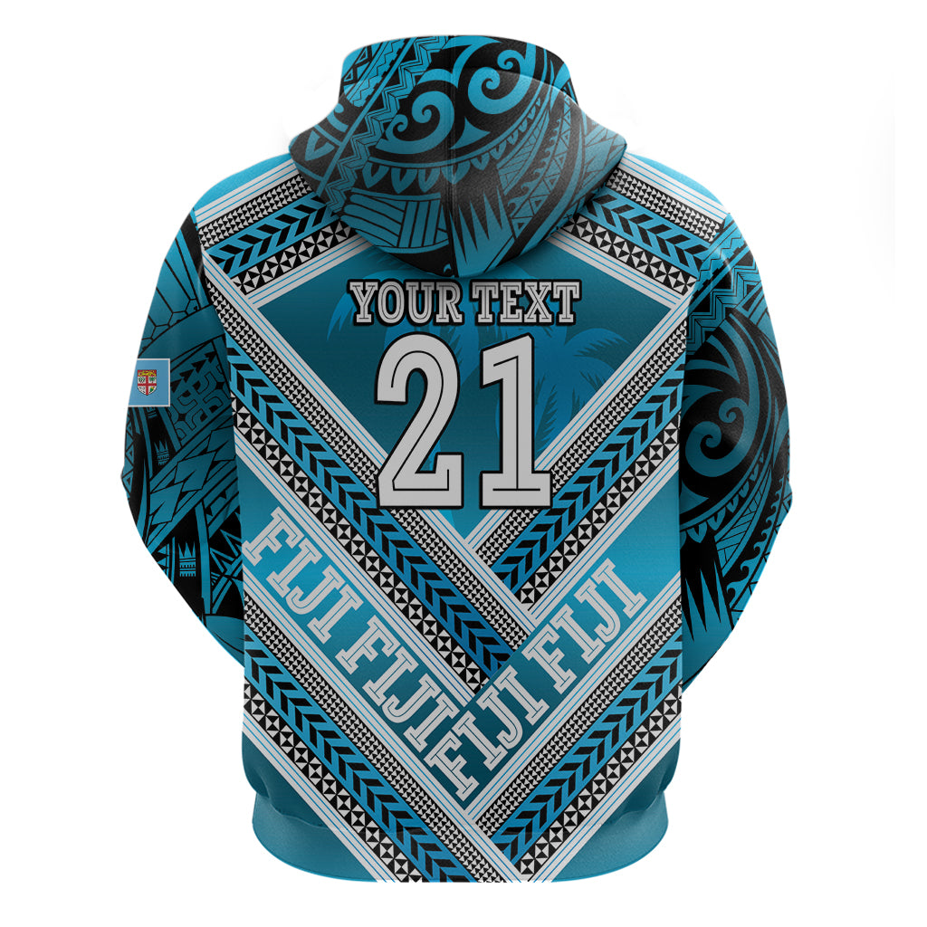Custom Fiji Rugby Zip Hoodie Fijian Warrior With Polynesian Tribal Tattoos LT9 - Polynesian Pride