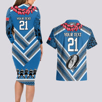 Custom Manuma Samoa Rugby Couples Matching Long Sleeve Bodycon Dress and Hawaiian Shirt Ula fala Samoan Siva Tau Tribal LT9 - Polynesian Pride