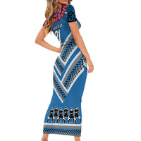 Custom Manuma Samoa Rugby Family Matching Short Sleeve Bodycon Dress and Hawaiian Shirt Ula fala Samoan Siva Tau Tribal LT9 - Polynesian Pride
