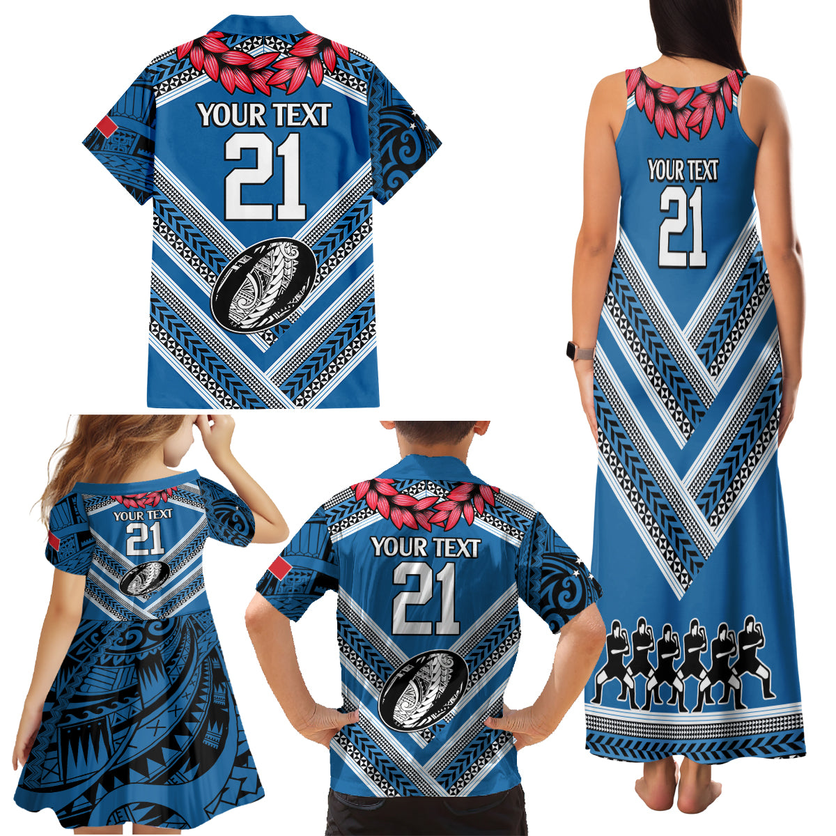 Custom Manuma Samoa Rugby Family Matching Tank Maxi Dress and Hawaiian Shirt Ula fala Samoan Siva Tau Tribal LT9 - Polynesian Pride