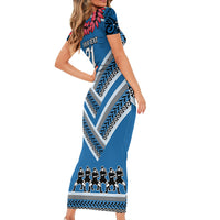 Custom Manuma Samoa Rugby Short Sleeve Bodycon Dress Ula fala Samoan Siva Tau Tribal LT9 - Polynesian Pride