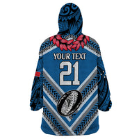 Custom Manuma Samoa Rugby Wearable Blanket Hoodie Ula fala Samoan Siva Tau Tribal LT9 - Polynesian Pride