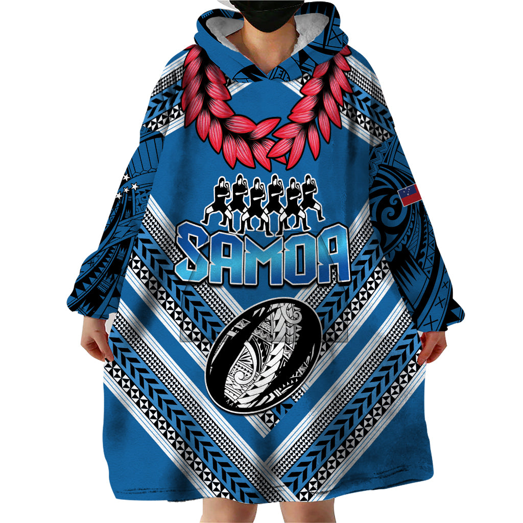 Custom Manuma Samoa Rugby Wearable Blanket Hoodie Ula fala Samoan Siva Tau Tribal LT9 - Polynesian Pride