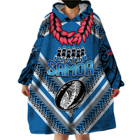 Custom Manuma Samoa Rugby Wearable Blanket Hoodie Ula fala Samoan Siva Tau Tribal LT9 - Polynesian Pride