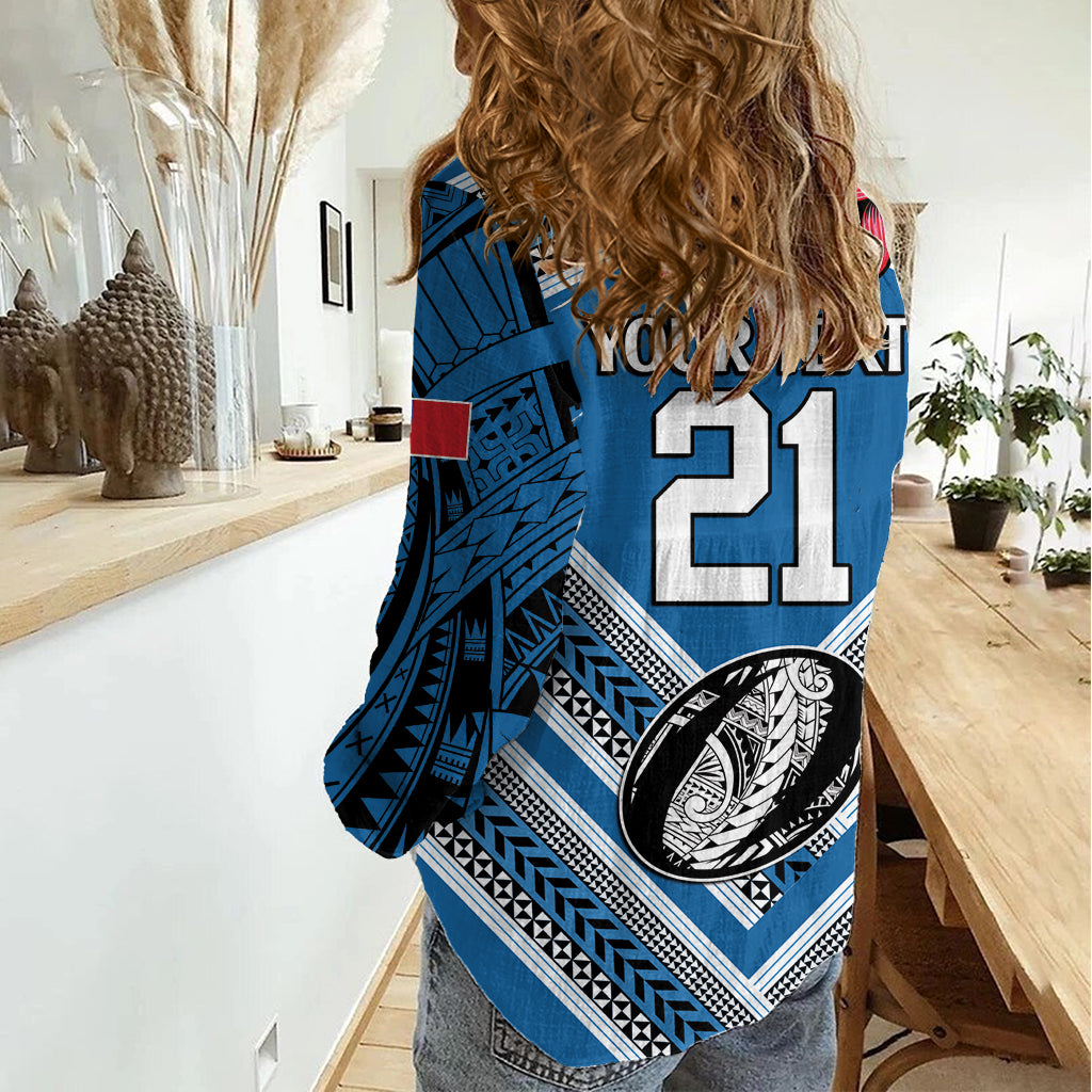 Custom Manuma Samoa Rugby Women Casual Shirt Ula fala Samoan Siva Tau Tribal LT9 - Polynesian Pride
