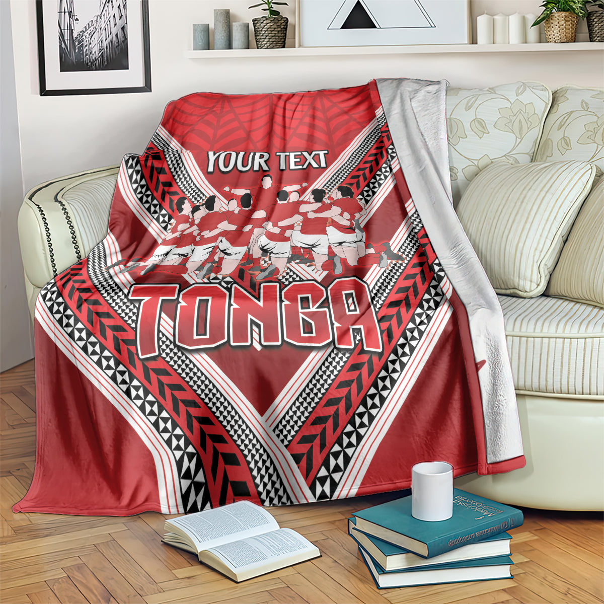 Custom Tonga Rugby Blanket Tonga Sipi Tau Ngatu Tribal Pattern LT9 Red - Polynesian Pride