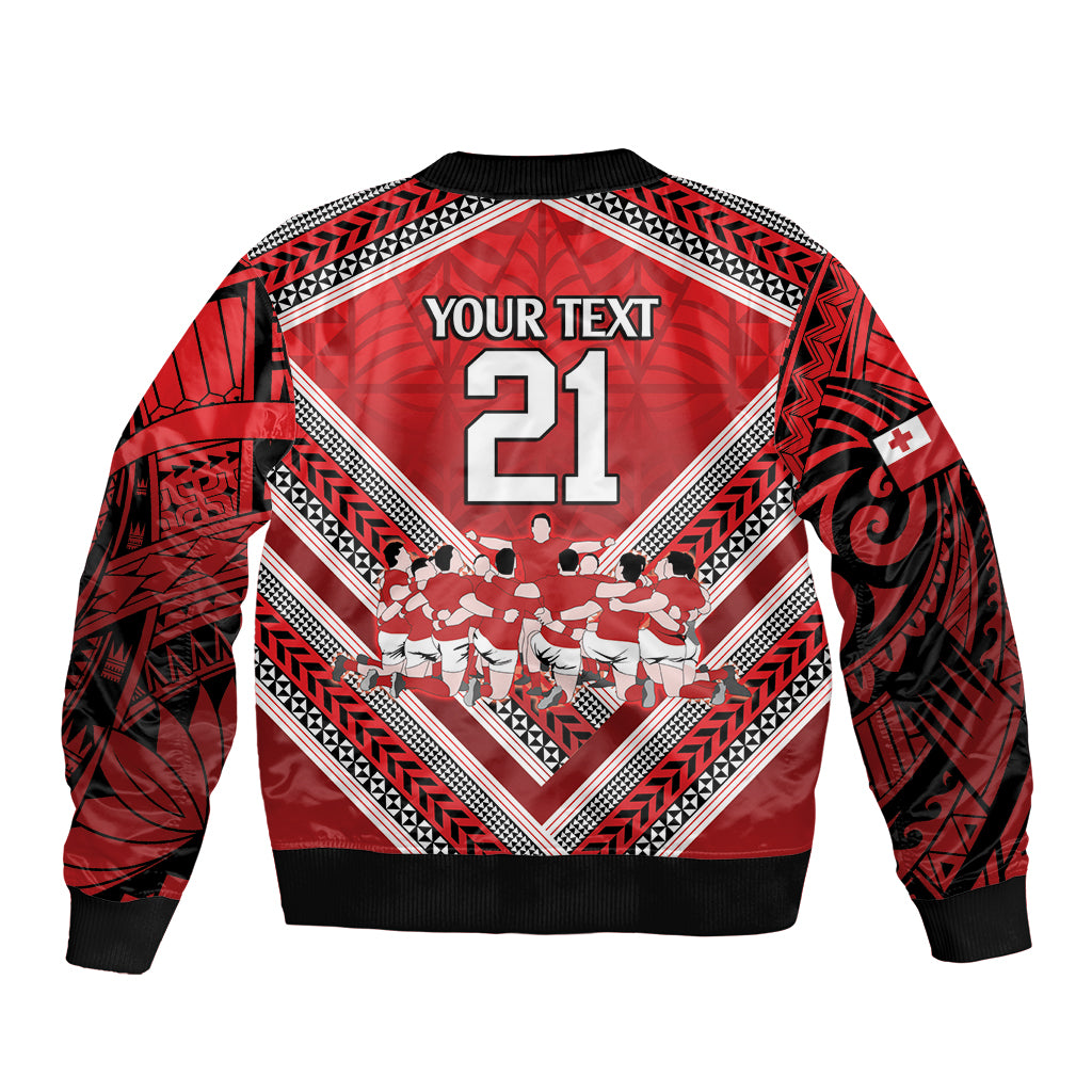 Custom Tonga Rugby Bomber Jacket Tonga Sipi Tau Ngatu Tribal Pattern