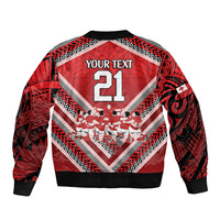 Custom Tonga Rugby Bomber Jacket Tonga Sipi Tau Ngatu Tribal Pattern