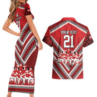 Custom Tonga Rugby Couples Matching Short Sleeve Bodycon Dress and Hawaiian Shirt Tonga Sipi Tau Ngatu Tribal Pattern LT9 - Polynesian Pride