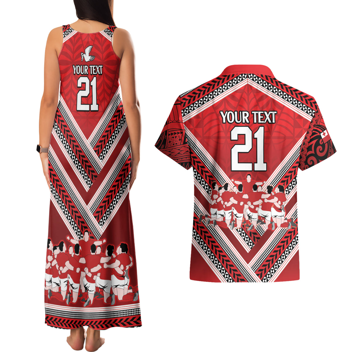 Custom Tonga Rugby Couples Matching Tank Maxi Dress and Hawaiian Shirt Tonga Sipi Tau Ngatu Tribal Pattern LT9 - Polynesian Pride
