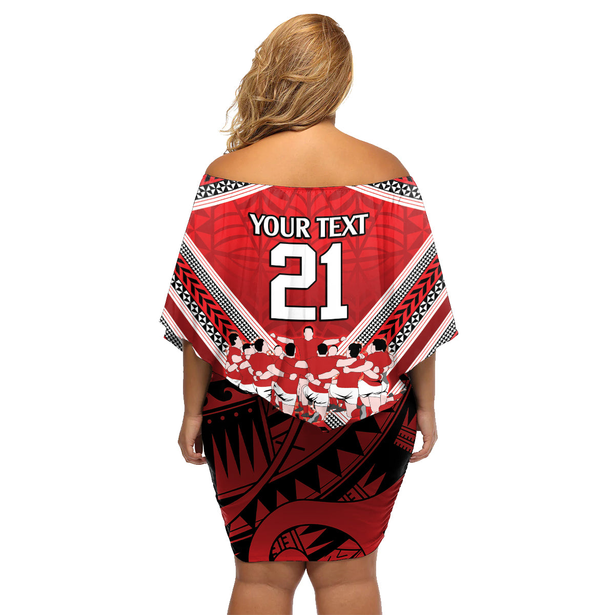 Custom Tonga Rugby Family Matching Off Shoulder Short Dress and Hawaiian Shirt Tonga Sipi Tau Ngatu Tribal Pattern LT9 - Polynesian Pride